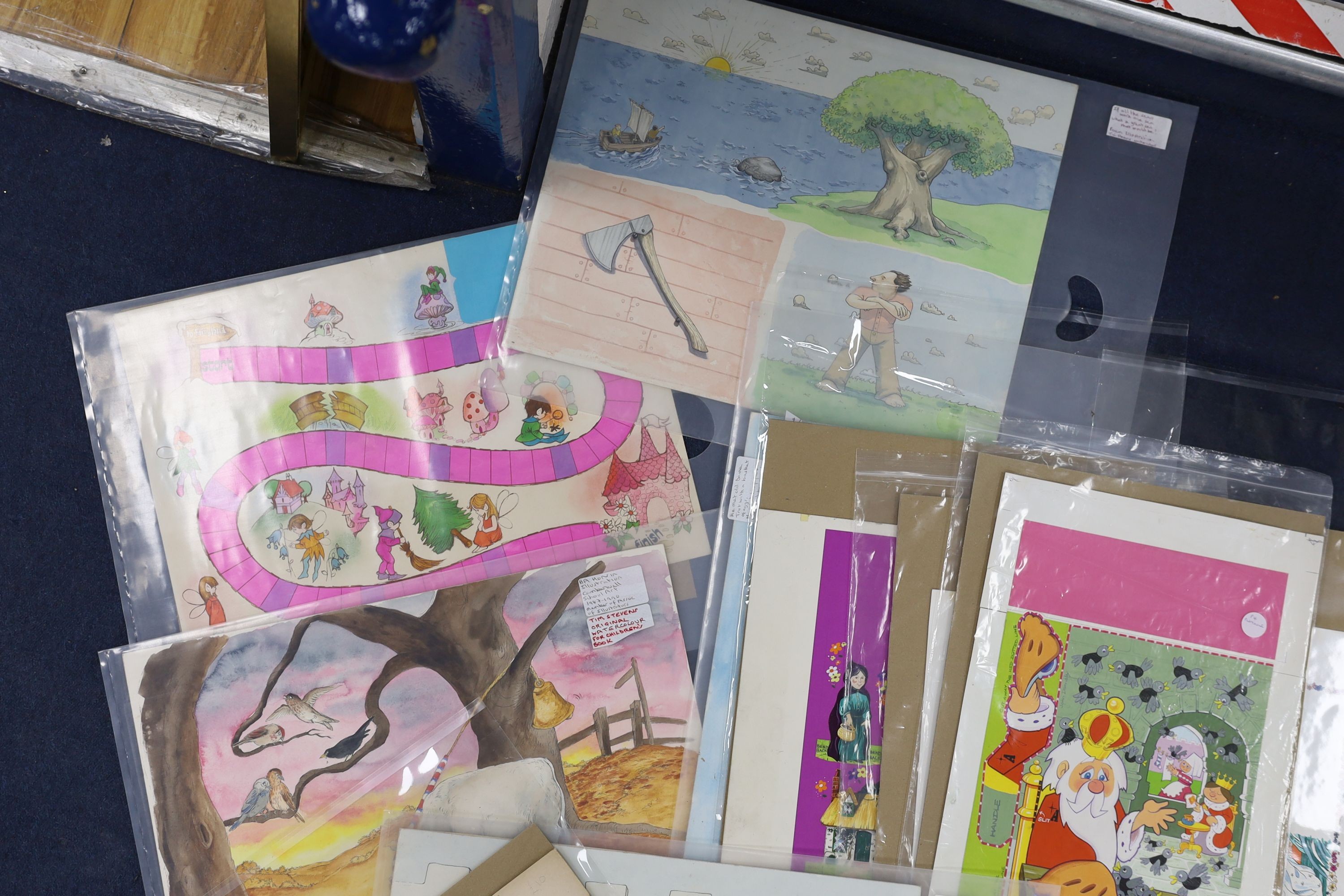A collection of assorted original artwork for children's books and magazines, including Jack and Jill, and Play Hour Annual, largest 40 x 50cm, unframed